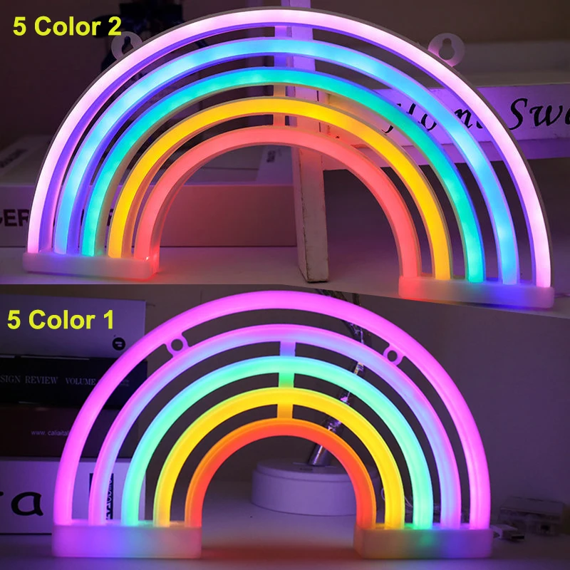 LED Neon Lights Sign For Wall Art Night Lights Bedroom LED Decoration Hanging Neon Sign Party Rainbow Night Lamp USB Battery