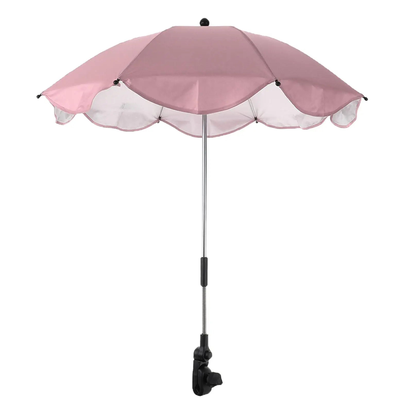 Parasol Umbrella for Stroller Pushchair Pram with Angle Adjustable Arm Metal Clamp Protection Sun Shade Canopy