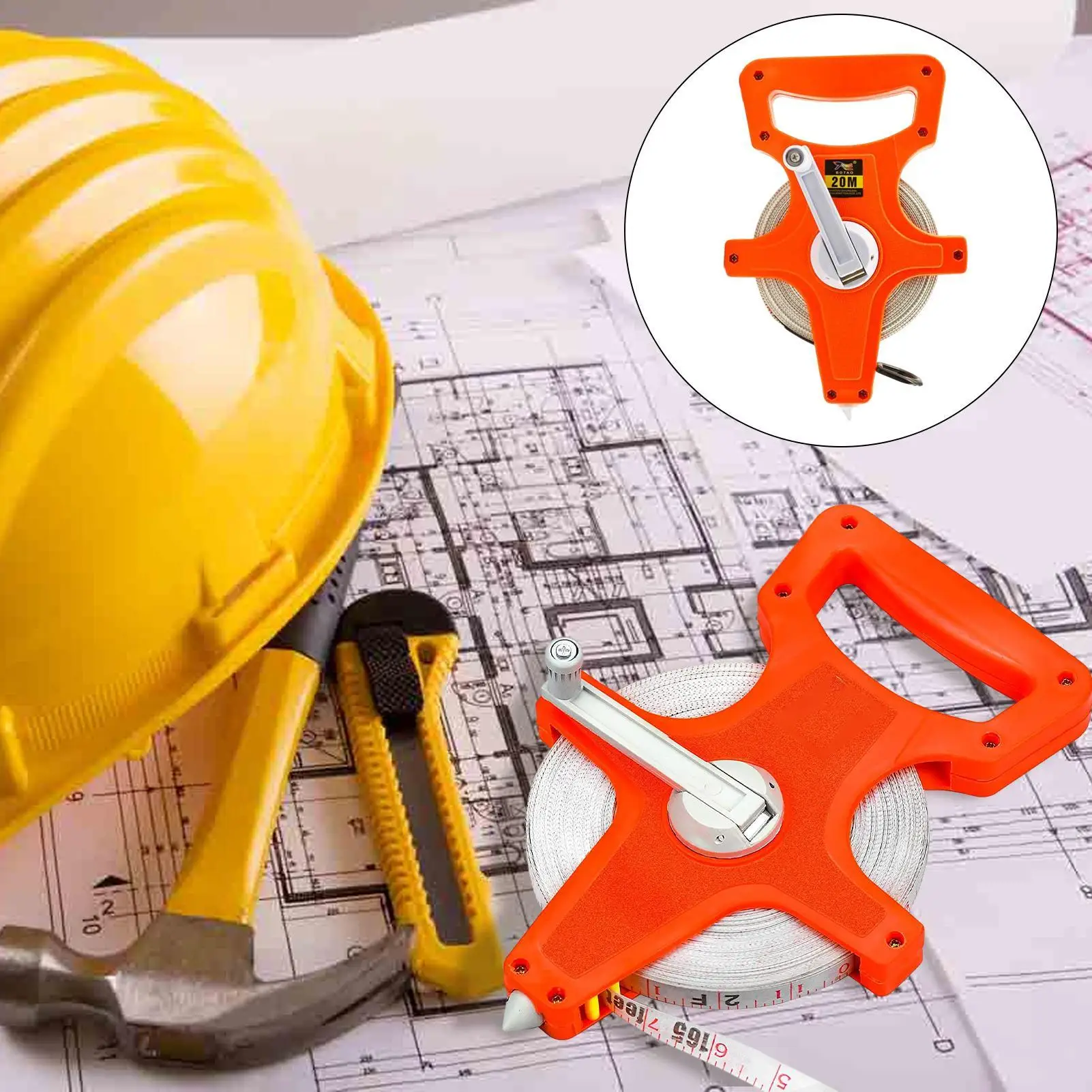 

Metric Measuring Tape 20m/30m Fiberglass Tape Reel With Hand Crank Track And Field Long Jump Carpenter Open Tape Measure Reel