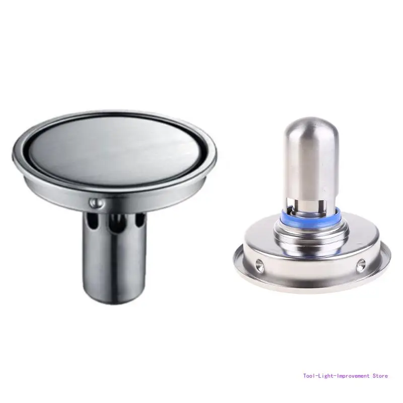 C63E Stainless Steel Round Invisible Drain Plug Cover Bathroom Shower Floor Strainer Stopper Anti-Odor Sink Water Filter