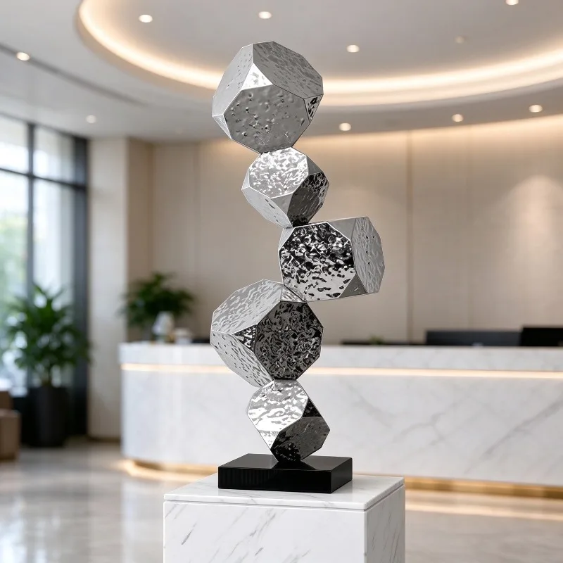 Stainless Steel Sculptures Geometric Creative Art Ornaments Luxury Large Aesthetic Living Room Figures Modern Nordic Home Decor