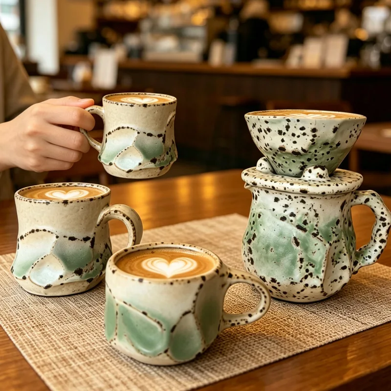 Ceramic Coffee Mug Transformed From Kiln Japanese Retro Latte Art Cup Creative Coarse Pottery High Aesthetic Afternoon Tea Cup