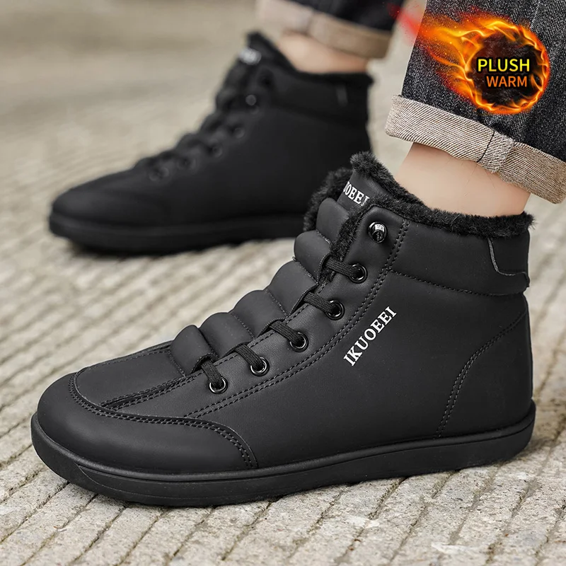 

Mid Top Barefoot Shoes Mens Athletic Wide Toe Ankle Boots Outdoor Non-Slip Snow Thermal Sneakers Footwear Man