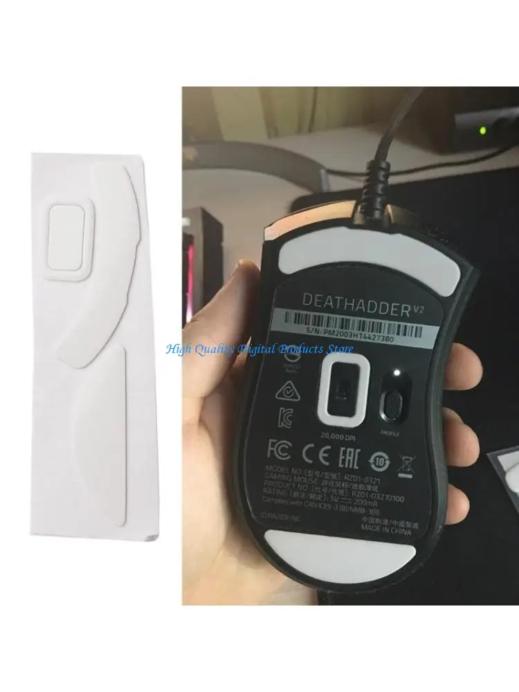 U2JE 1Set Mouse Skates Feet Pads Mouse Feet Sticker for Deathadder V2 Mouse White Rounded Curved Edges Mouse Feet