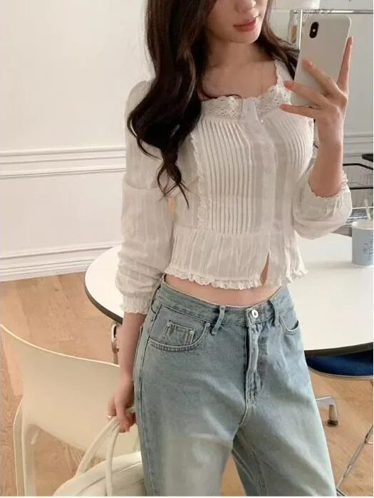 Chic Korean Style Shirt Bowtie Elegant Fashionable Light Maturity Design Sensation Women's Sweater Spring Autumn Winter