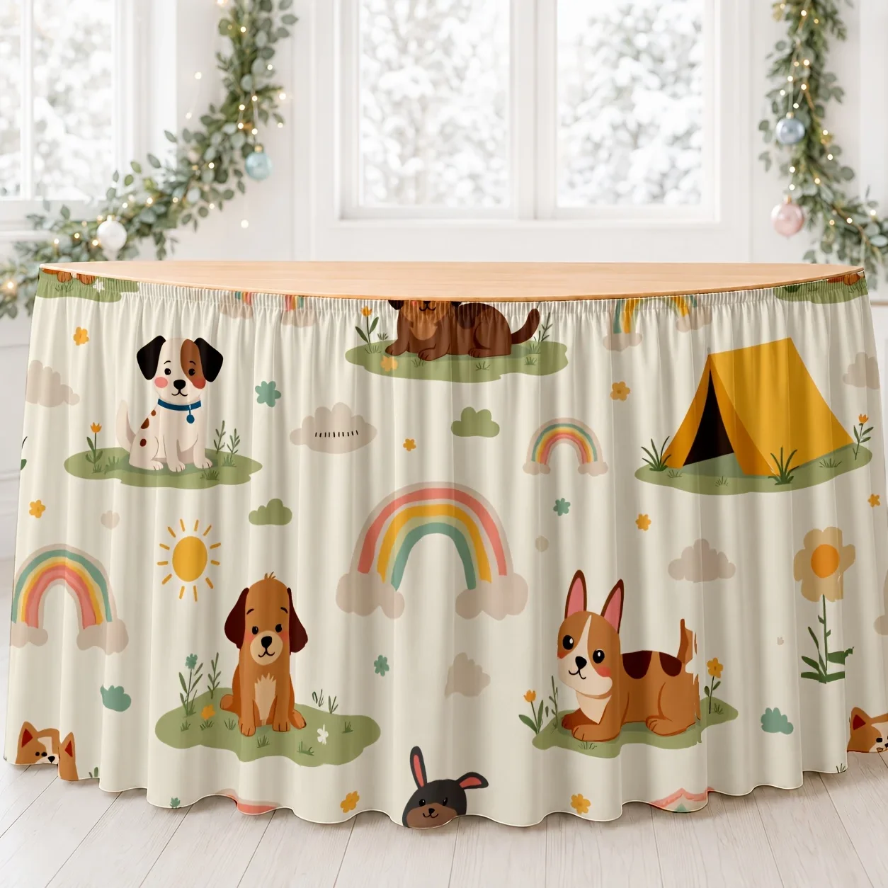 One piece of country-style tablecloth, rainbow sunflowers - very suitable for weddings and baby showersxzj