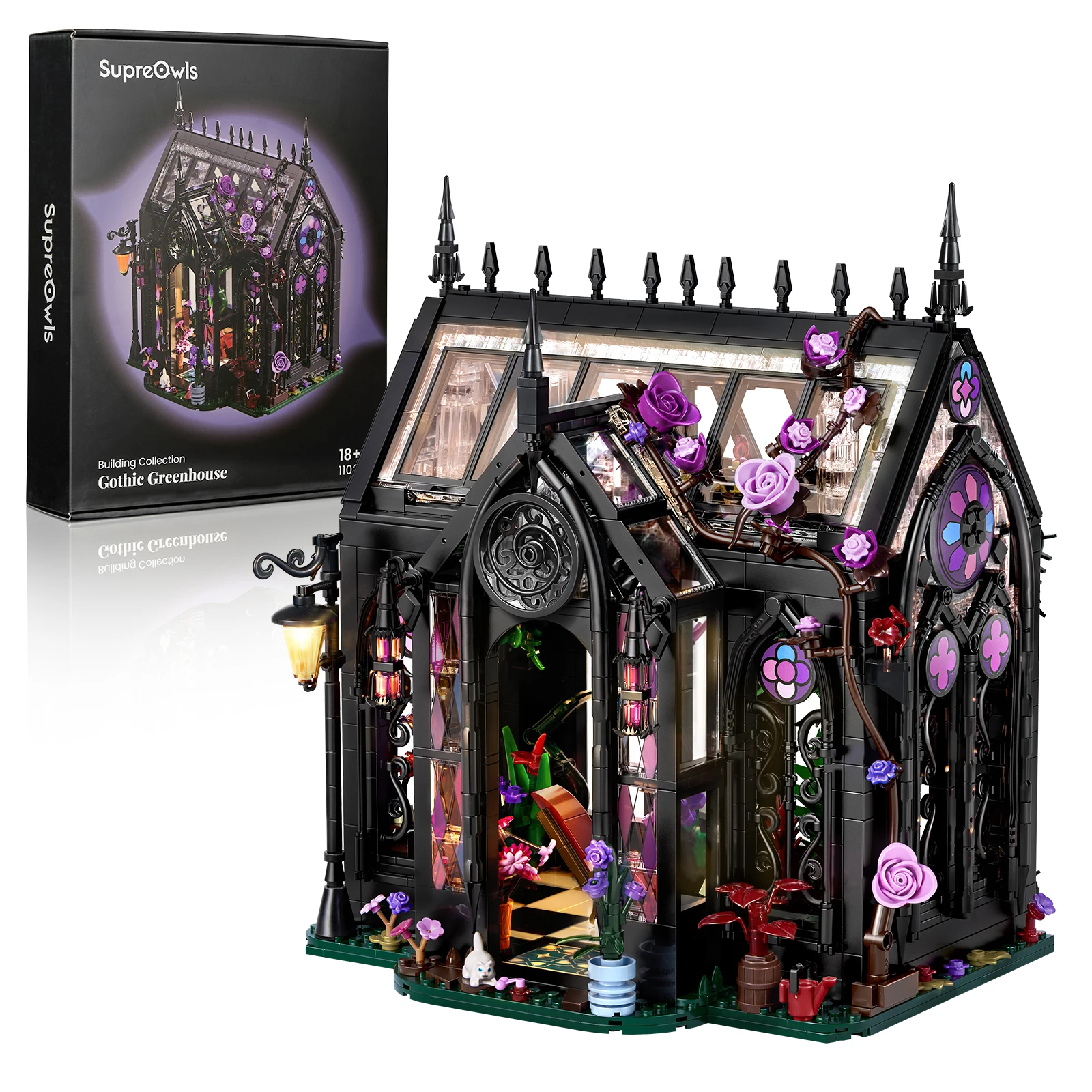 Gotische Gewächshaus-Bausteine Sets Dunkles Schloss Botanisches Glashaus Architekturmodell Heimdekoration Halloween-Geschenke für Erwachsene