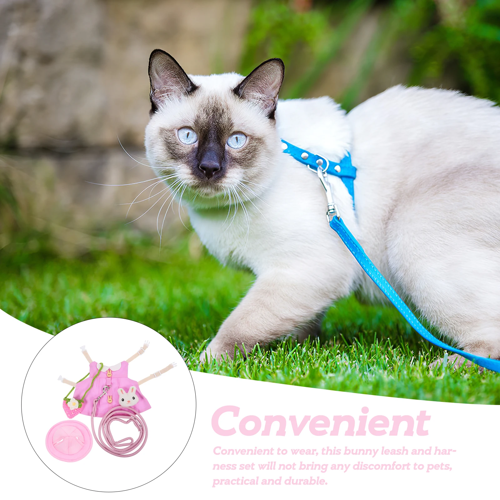 

Pet Rabbit Clothes Adjustable Harness Leash Set for Small Pets Rabbit Ferret Hamster Outdoor Traction Rope Guinea Pig Costume