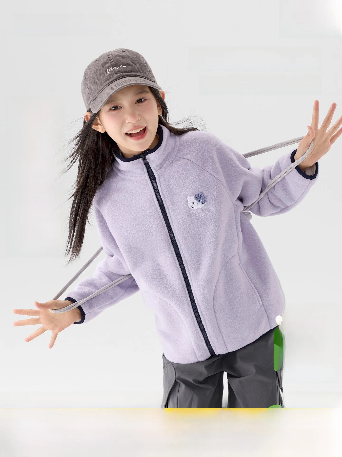 veste-en-polaire-pour-filles-antistatique-doublee-de-fourrure-d'agneau-a-capuche-vetement-d'hiver-style-sportif-en-fibre-de-polyester-manches-longues-fermeture-eclair