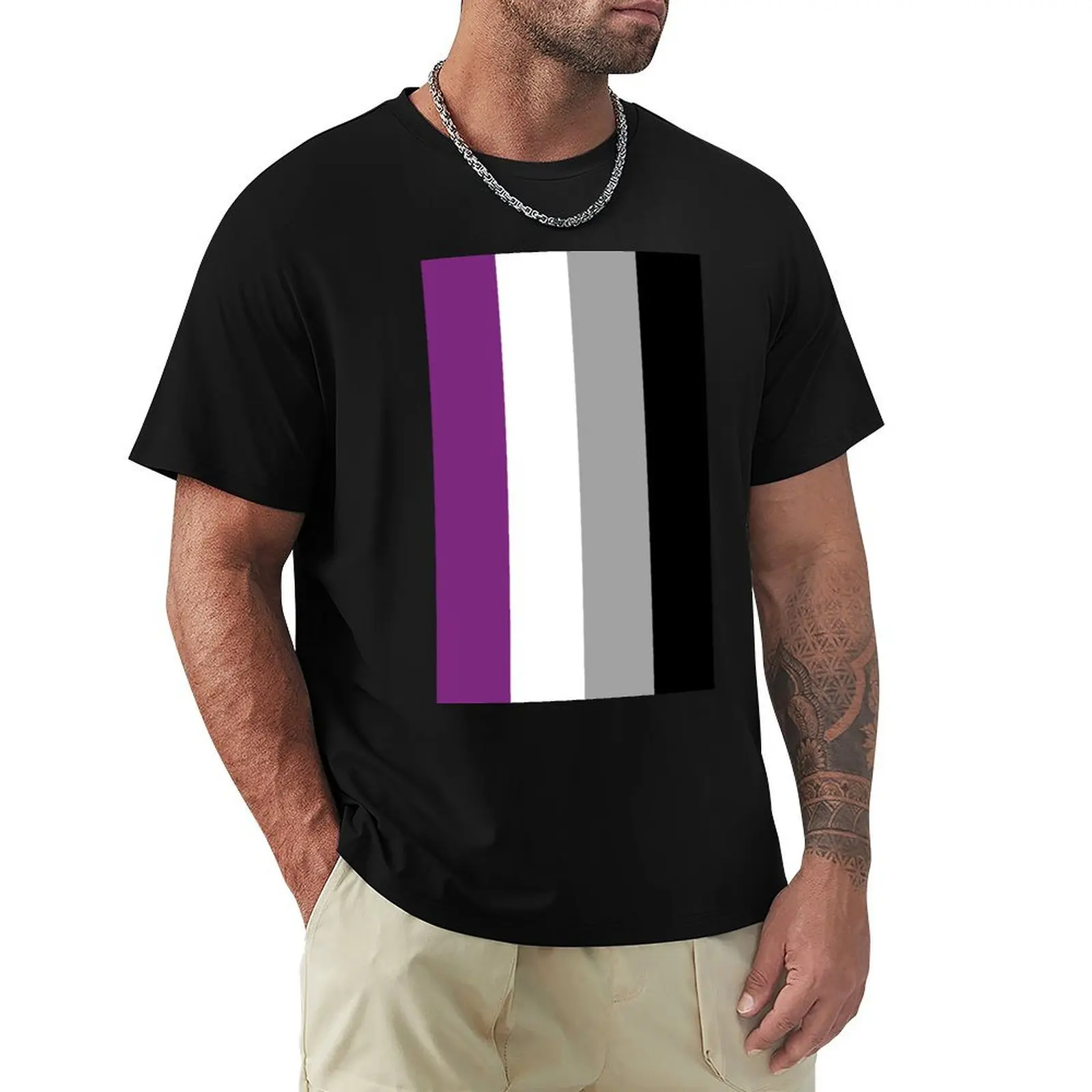 Asexual Pride Flag Vertical T-Shirt Big Size Loose Fit Tee Shirt