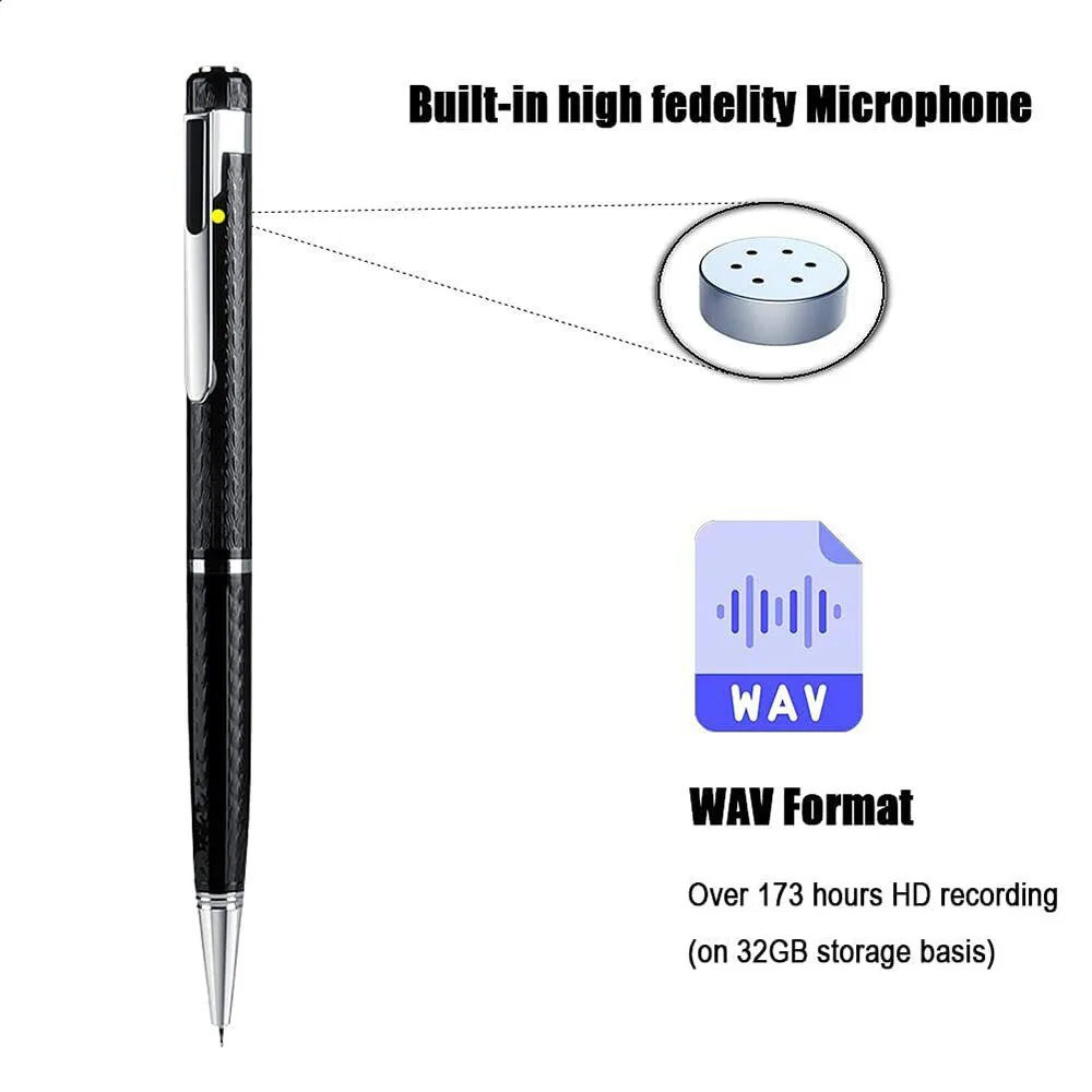 Digital Voice Recorder Pen Sound Portable Audio Recording 8G/16G/32G/64G USB Flash Driver MP3 Player Dictaphone