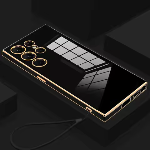 S 25 24 23 22 Luxury Plating Lanyard Silicone Case For Samsung Galaxy S25 S24 S23 S22 S21 S20 Fe Plus Ultra Back Cover Note 20