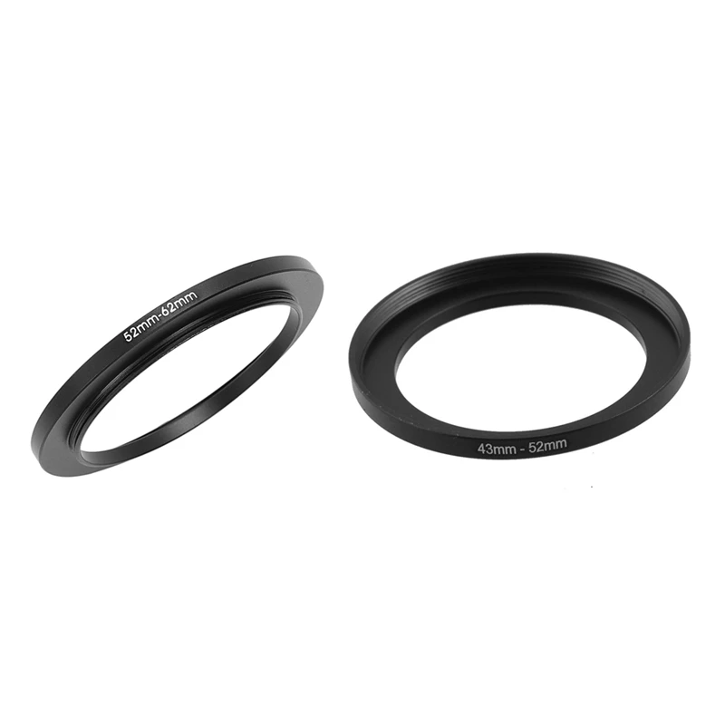 

T31C-Camera Repairing 43Mm To 52Mm Metal Step Up Filter Ring Adapter & 52Mm-62Mm 52Mm To 62Mm Black Step Up Ring Adapter