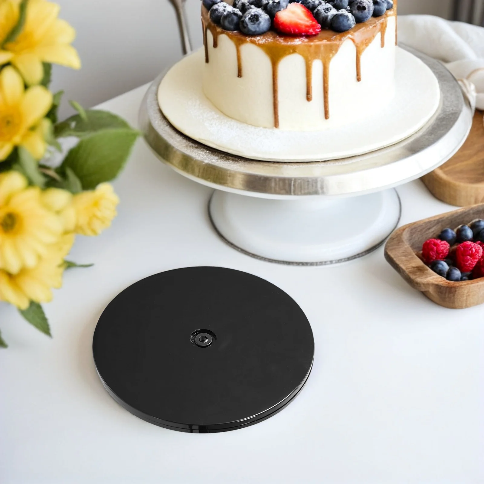 

Rotating Display Turntable for Cake Decorating 360 Degree Rotation ABS Material Space Saving Desktop Tray for Baking and Serving