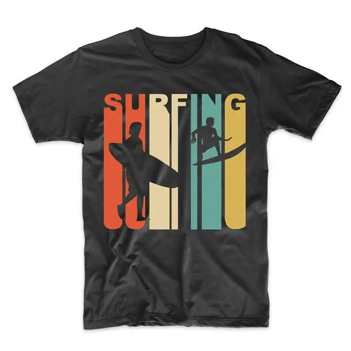 Retro Surfing T Shirt Vintage 1970'S Style Surfer Silhouette By Really Awesome