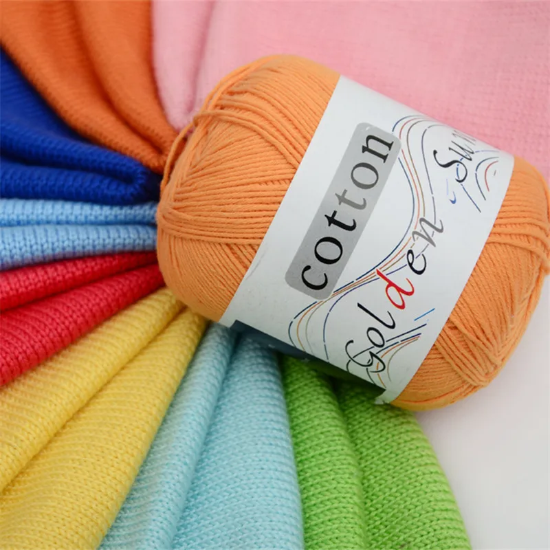 Fil 100% coton pour la main, fils Ogo et Crochet, 8 rôles, peigné, pull, couverture, 50g, 200m, fil doux, lework grossier