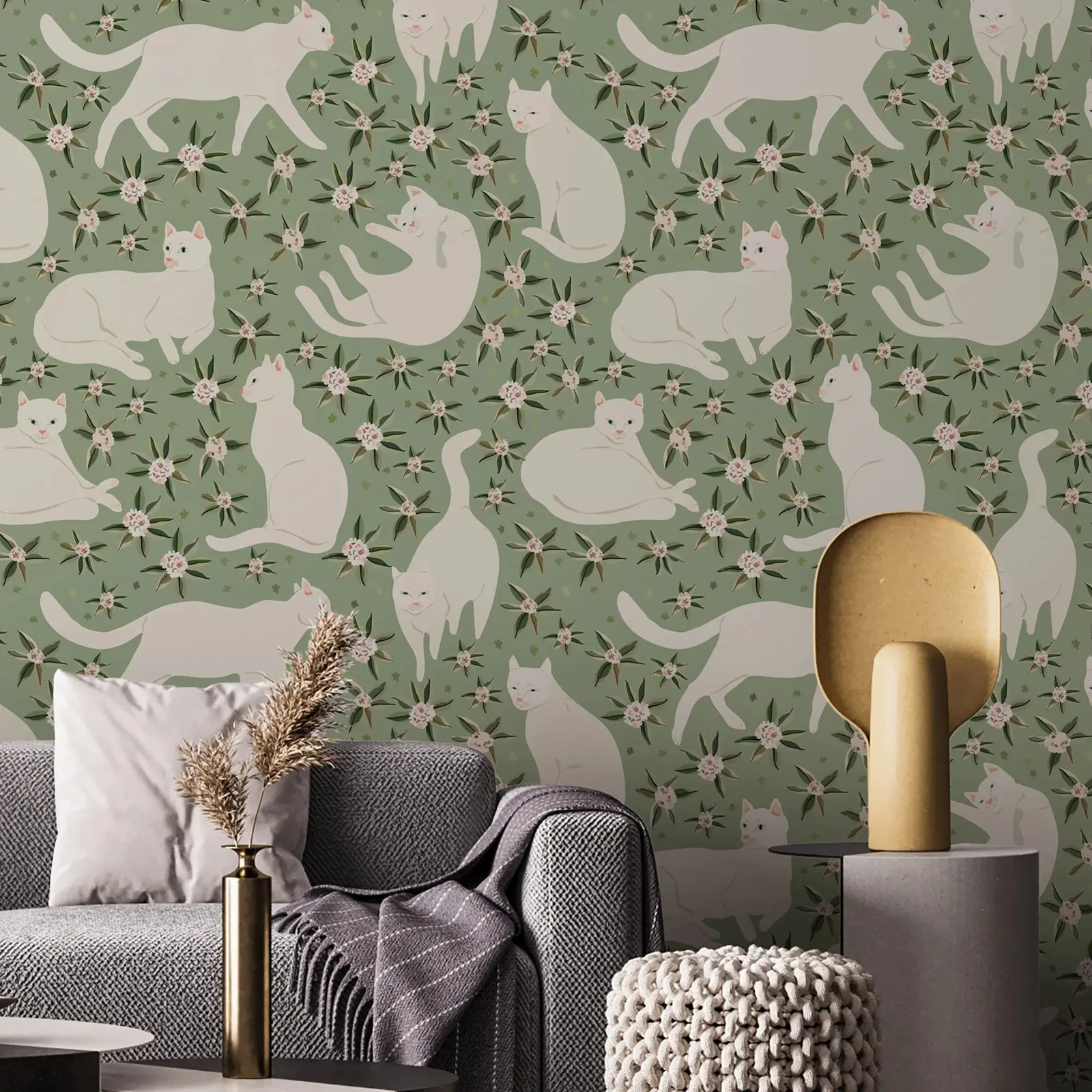 

Винтажные обои с милым котом, обои Peel and Stick, традиционная непастая или съемная самоклеящаяся настенная роспись для детской комнаты
