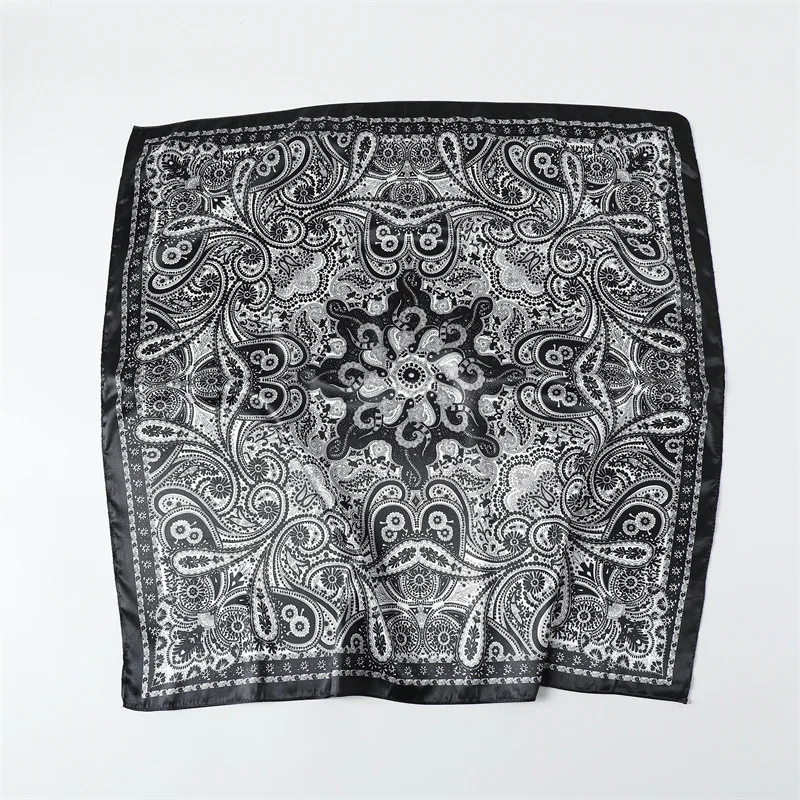 90*90cm Damen Mode Bedruckter Quadratischer Schal Großer Seidenschal Luxuriöses Strandtuch Wickeltuch Damen Hijab Halstuch – Detail 14