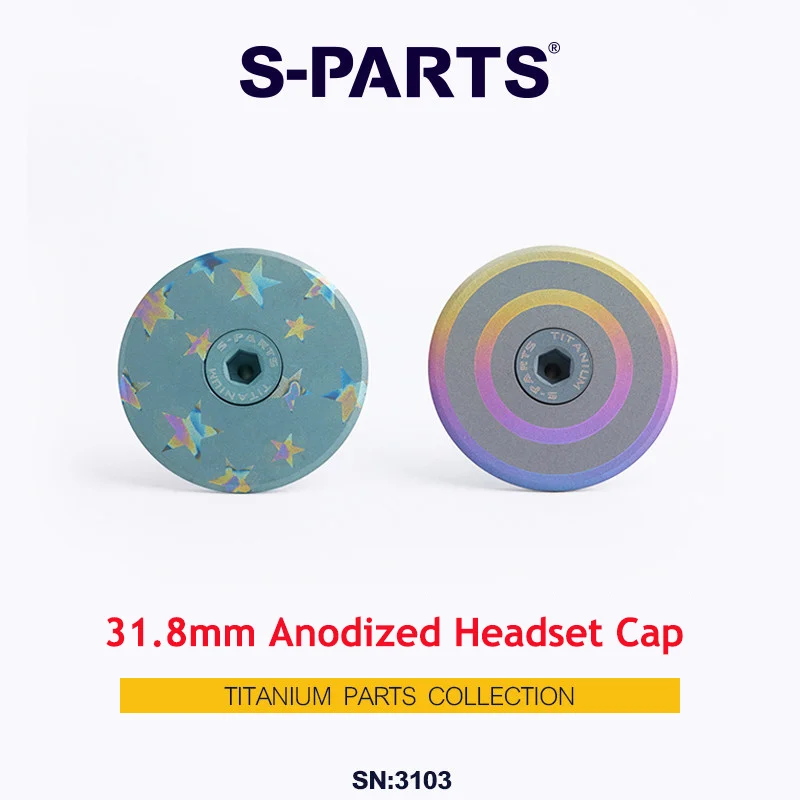 A Set Titanium 31.8mm Anodized Headset Cap Limited Edition MTB Road Bike Stem Top Cap With Fork Screw S-PARTS