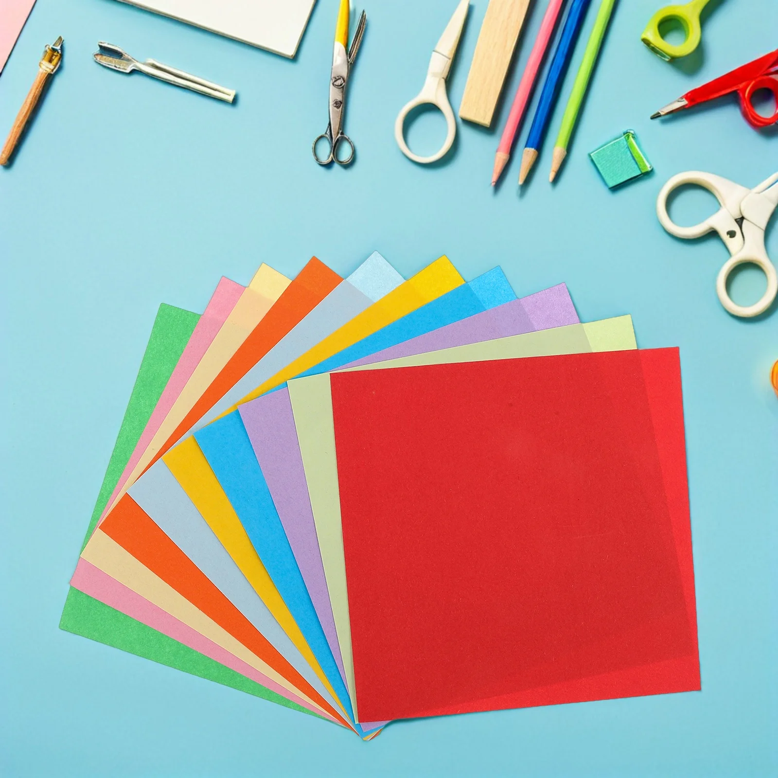 300 قطعة ورق ملون نابض بالحياة 10 ألوان مزدوجة الوجهين اوريغامي لتقوم بها بنفسك الحرف أوراق مربعة للمشروعات المدرسية ورقة مربعة #3