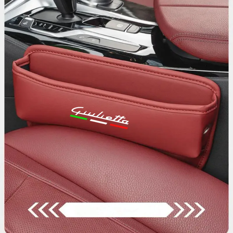 Organizador de asiento de coche, caja de almacenamiento de grietas de cuero para accesorios de automóvil Alfa Romeo GIULIETTA