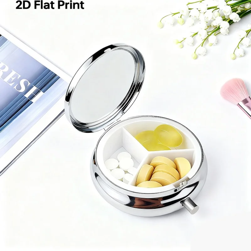 Three-Compartment Pill Box, Portable Pill Box, Can Be Placed in a Pocket or Wallet, Decorative Metal Pill Box, Medicine and Vitamin Storage Box, Unique Gift, Black Cat view 4