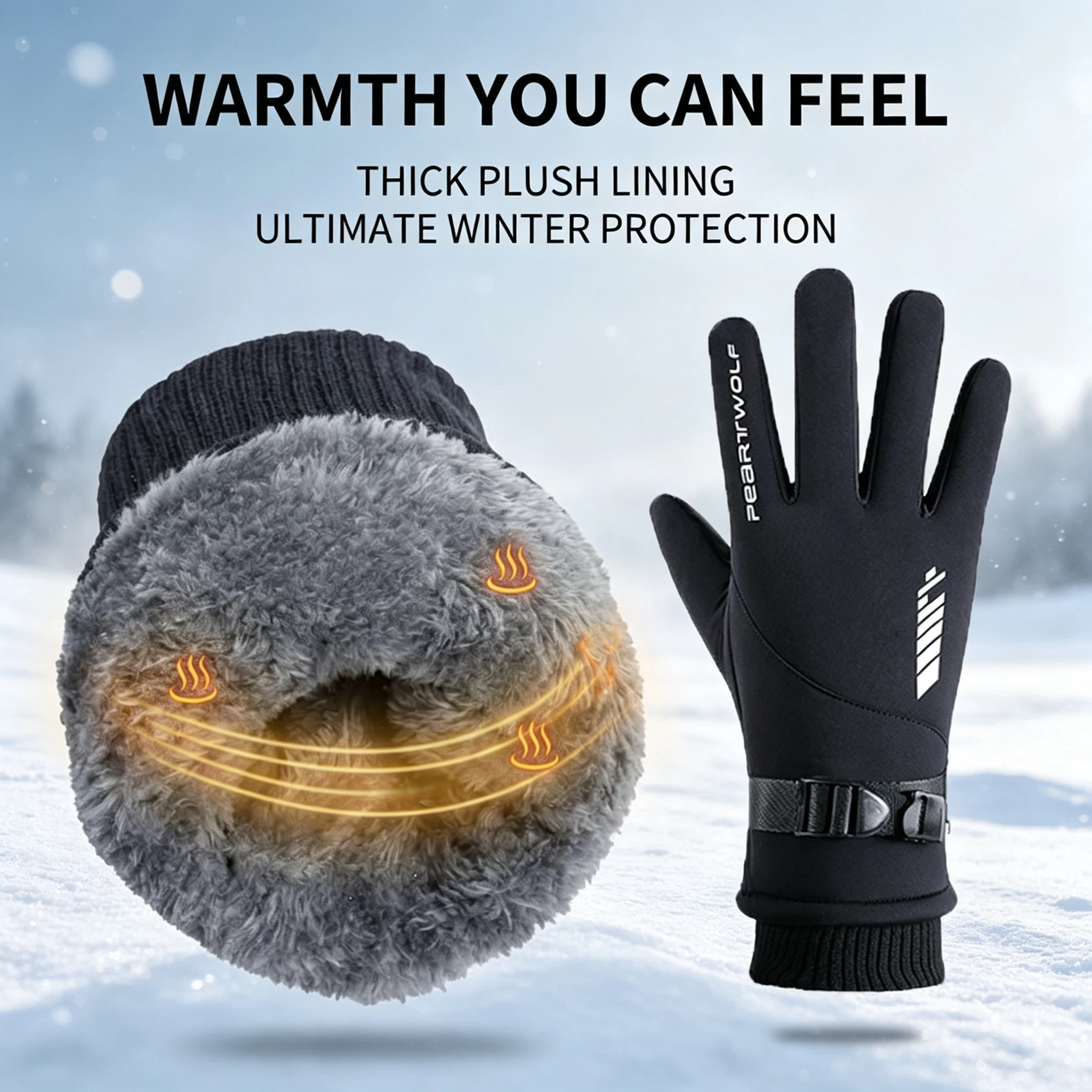 CZHIYAO Anti-Slip Winter Gloves for Motorcycle Control,  Fleece Lined Touchscreen Gloves for Skiing Hiking Outdoor Cold Weather