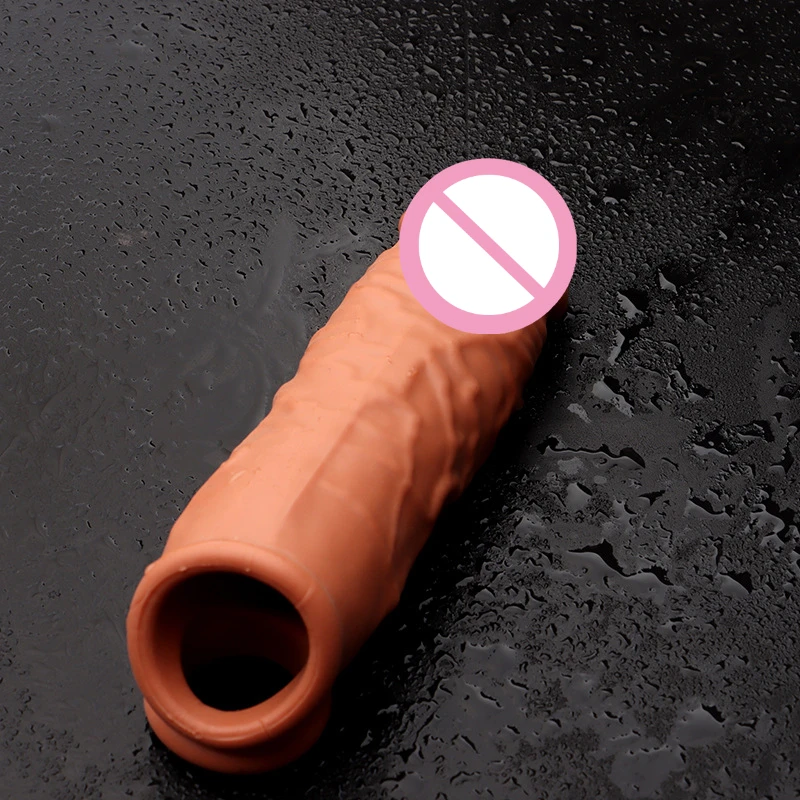 15.6cm Penis Enlargement Sleeve Double Bondage Penis Sleeve Extender Thicken Condom Delay Ejaculation Sex Toys for Men Sm Games