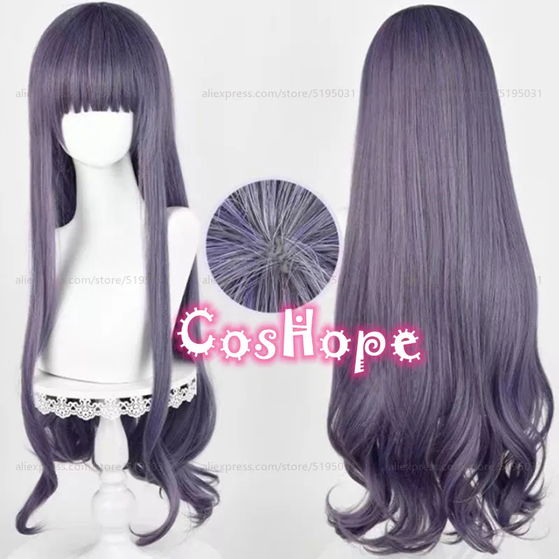 Tomoyo Daidouji Cosplay Wig 84cm Long Purple Gray Wig Cosplay Anime Cosplay Heat Resistant Synthetic Hair