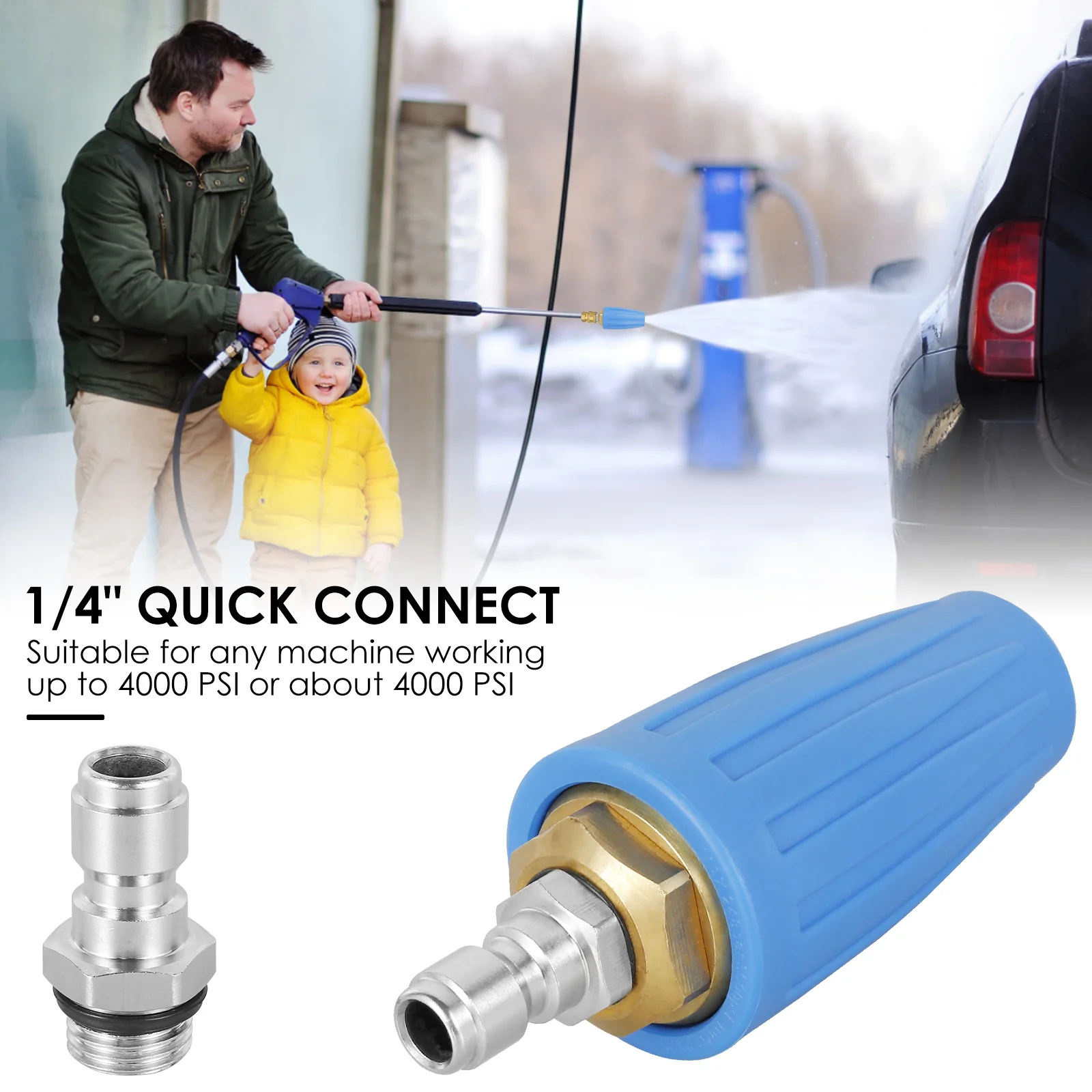 1/2Pcs High Pressure Washer Turbo Nozzle Brass 360° Rotating with 1/4