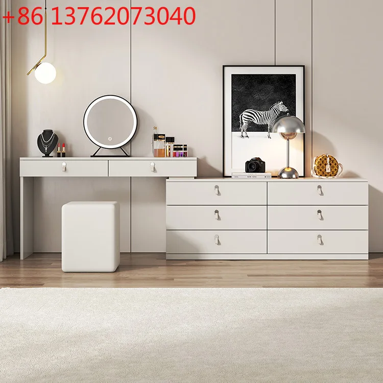 Solid wood bedroom dresser storage cabinet desk integrated dressing table ins