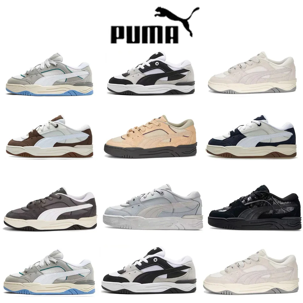 PUMA-Calçado antiderrapante de couro para homens e mulheres, sapato de tábua baixa, estilo retrô, resistente ao desgaste, 180