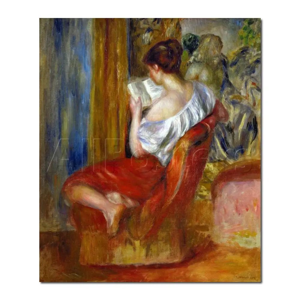 

Girls oil paintings of Pierre Auguste Renoir Reading Woman Hand-painted High quality