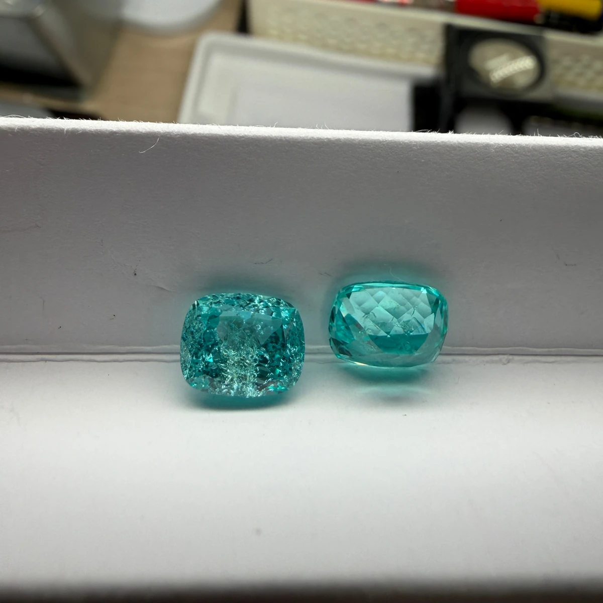 Factory Price Lab Grown Long Cushion 8x10mm Ice Crushed Paraiba Stone for Jewelry Making