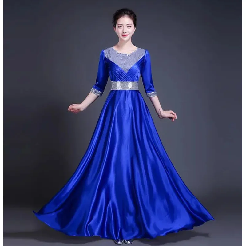 2019 Women's Dancing Stage Wear choral service dress middle-aged choir chorus costumes stage performance clothing female dress