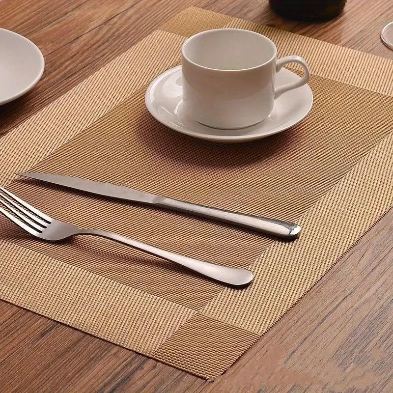 Solid Color Striped PVC Anti-Slip Mat Western Style Insulated Coaster for Kitchen Tableware European Table Accessories