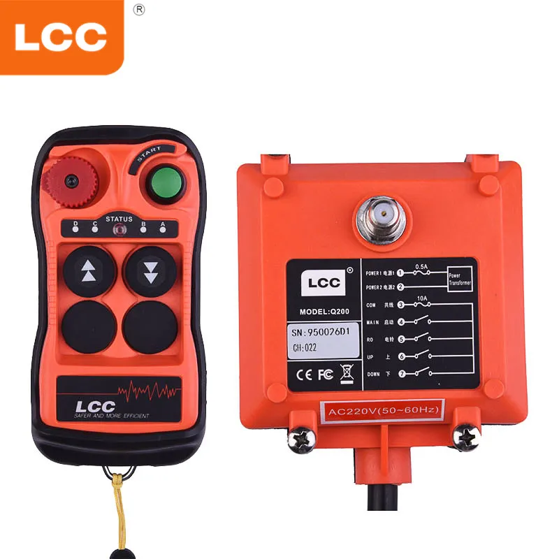 LCC Q202 Dual Speed Buttons Crane Remote Control Industrial Wireless Winches Hoist Track Crane Lift Remote Control Switches
