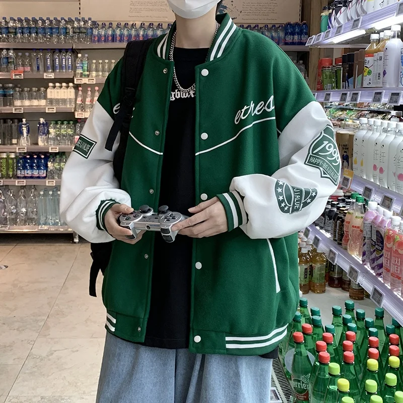 

Ретро-американская бейсбольная куртка для мужчин, весенне-осенняя, свободного кроя, повседневная, в стиле хип-хоп, молодежная, модная верхняя одежда, пальто