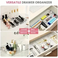 Boîtes de rangement cosmétiques transparentes, boîte de séparation et d'organisation intégrée à tiroir, boîte de rangement de papeterie de bureau 4/7/8 pièces 4