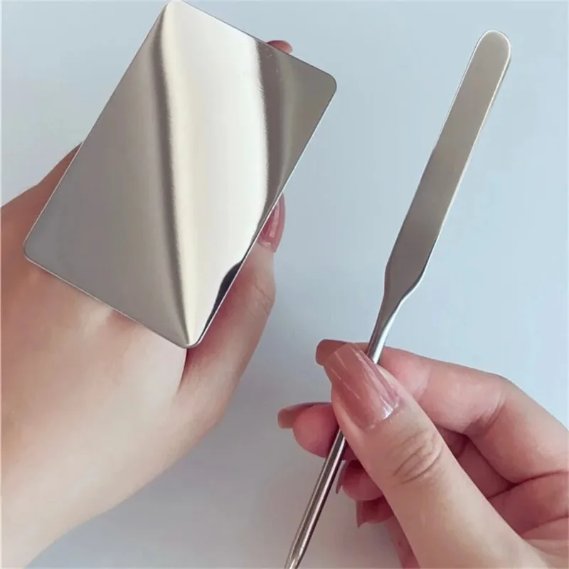 1 セットステンレス鋼メイクアップファンデーションシャベル化粧品リングパレットカラーバーマスクスクレーパー変更美容メイクツール