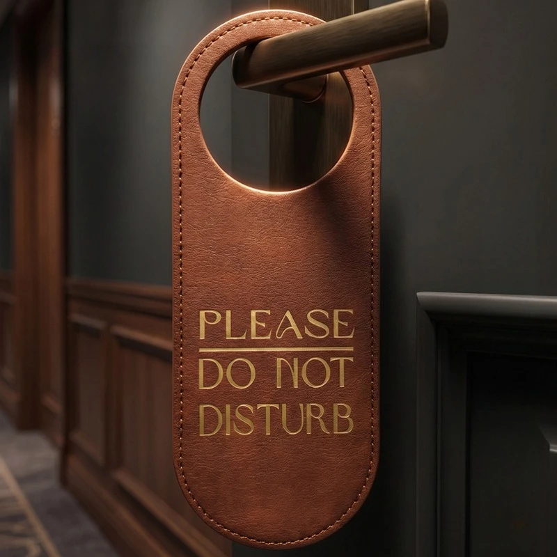 Hotel Do Not Disturb Listing PU Imitation Leather Hotel Office Double-sided Door Handle Listing Leather Logo Prompt Wholesale