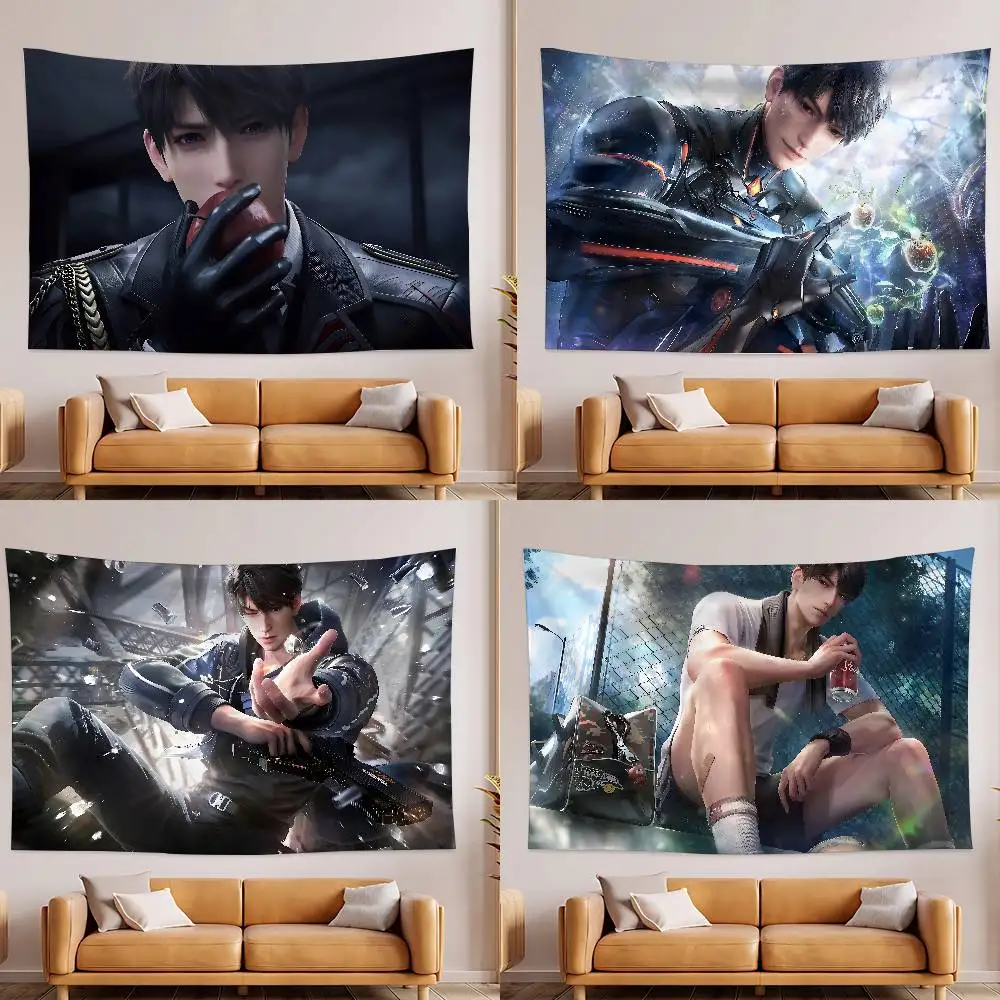 

L-Love And Deep Space Caleb Tapestry Wall Hanging Tapestry Art Deco Style Blanket Curtain Home Bedroom Living Room Decoration