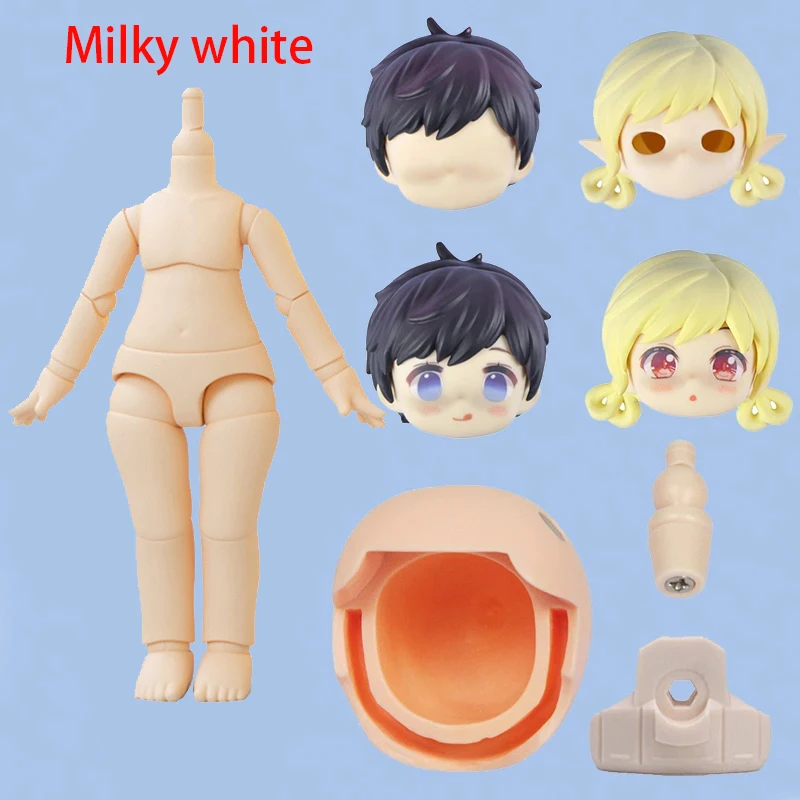 Milky White Ymy Second Generation Doll Body 10Cm Moveable Joints Dolls With Head, Face Makeup Diy Toys Replaceable Accessories