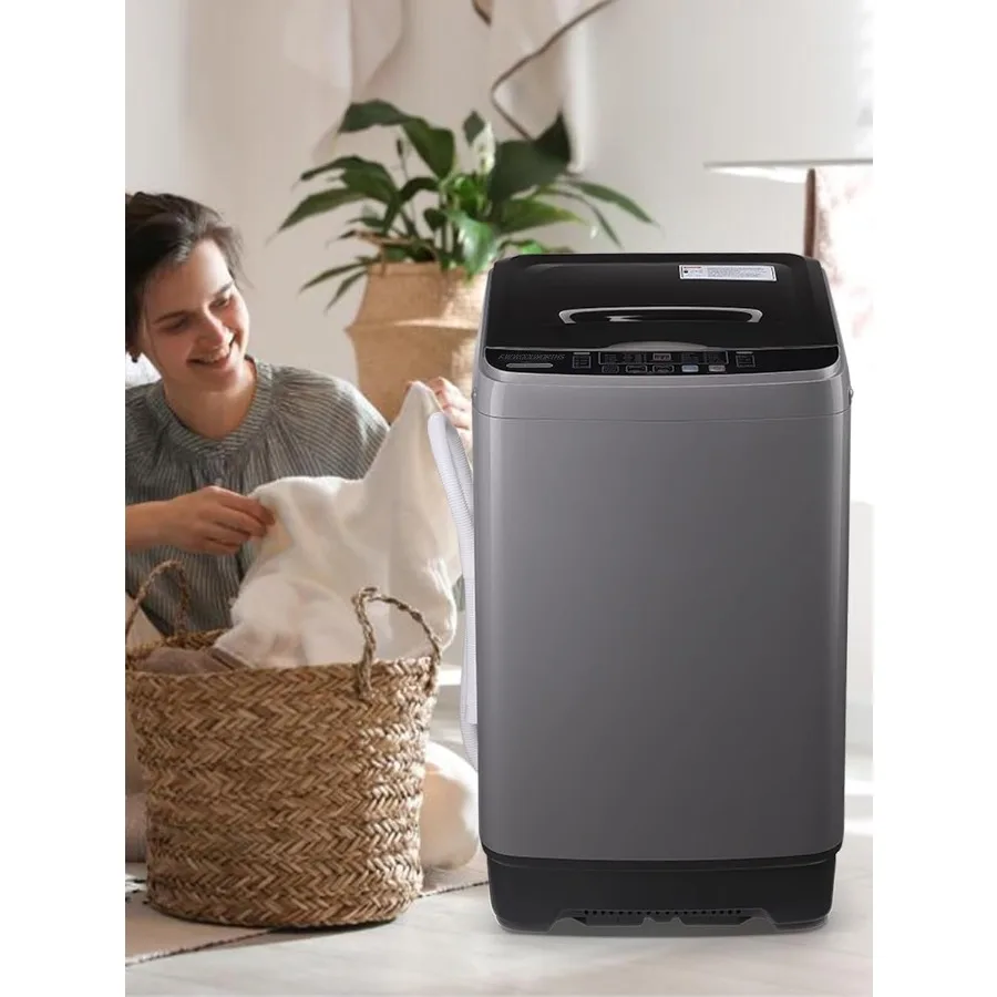 غسالة أوتوماتيكية بالكامل بوزن 17.7 رطل مع شاشة LED لمسكن الشقق المنزلية و10 برامج غسيل و8 مضخة تصريف بمستويات المياه #2