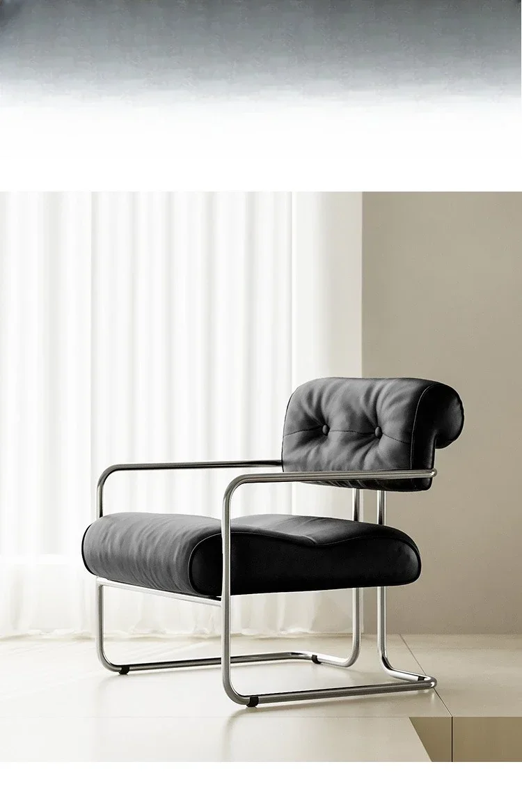 Dining chair, stainless steel, French style, business, negotiation chair, balcony