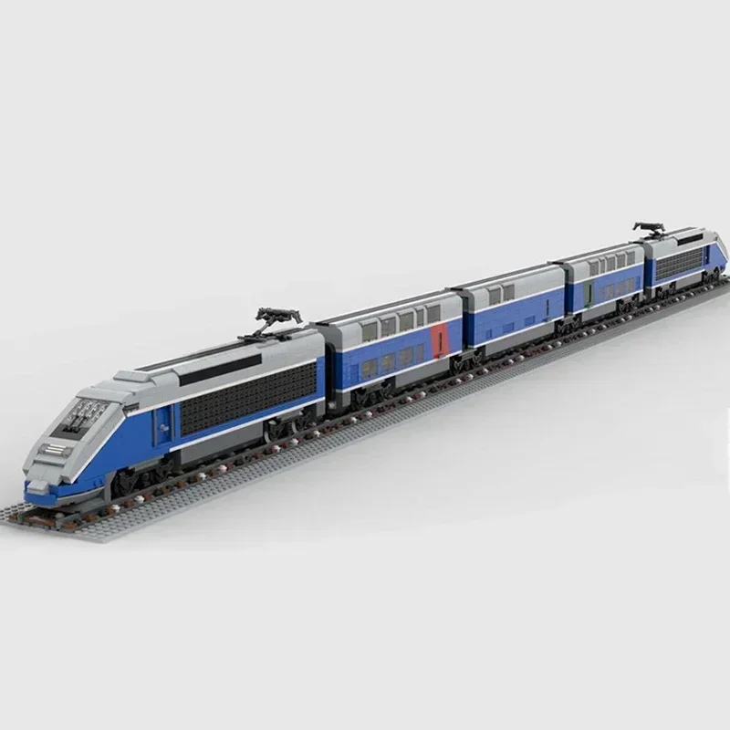 Bloques de construcción Moc, modelo de coche, tren plano doble francés, tecnología Grand Vitesse, bloques, regalos, juguetes de Navidad, conjuntos DIY de montaje