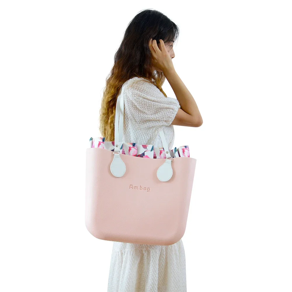 New Arrival Tanqu Long Edge Painting Handles Leather Flat PU Belt Drop End with Silver Rivet for OBag for EVA O Bag Body