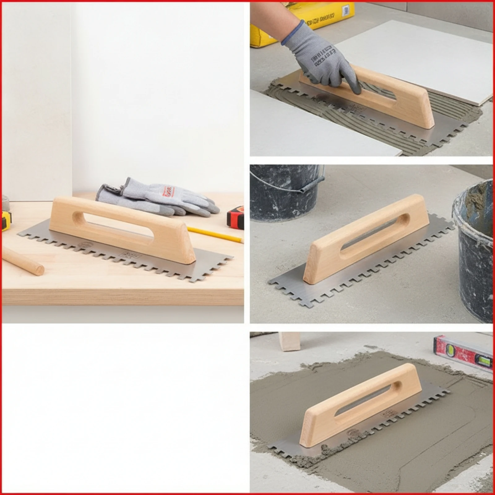 Notched Trowel Stainless Steel Mortar Trowel Tool Long-Lasting Heavy-Duty for Tilers, Tile Installation, Masonry Work