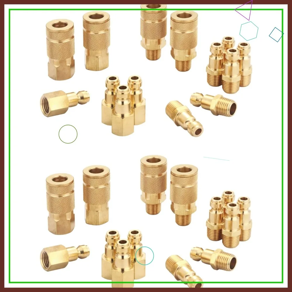 

Coupler and Plug Kit 28Pc, 1/4" NPT, Solid Brass Quick Connect Air Fittings, Type C