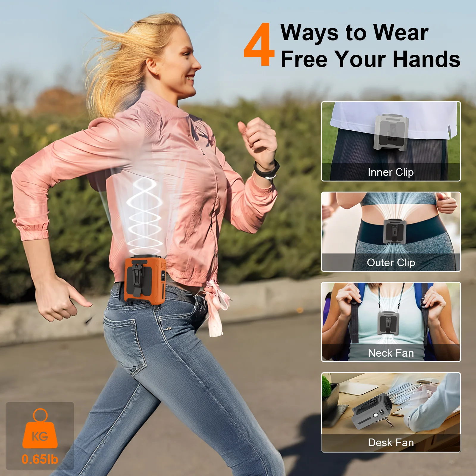 

Портативный мини-вентилятор на пояс с USB-зарядкой, аккумулятор 10000 мАч, на клипсе, для дома, улицы, спорта, путешествий, работы